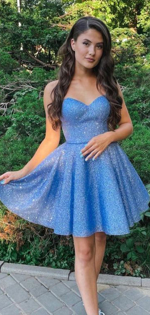 Shiny Sweetheart Sleeveless Sequin Cheap Short Homecoming Dresses, EPT183