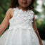 Cute White Round Neck Sleeveless Applique Little Long Flower Girl Dresses, Wedding Flower Girl Dresses, FGD036