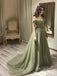 Gorgeous Green A-line Off Shoulder Maxi Long Evening Prom Dresses,WGP271