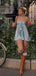 Unique Blue Sweetheart A-Line Long Sleeve Short Homecoming Dresses For Birthday Party, EPT702