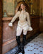 Unique White Halter A-Line Long Sleeve Short Homecoming Dresses For Birthday Party, EPT701