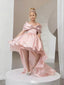 Unique Pink High Low Sleeveless Floral Long A-Line Flower Girl Dress,FG029