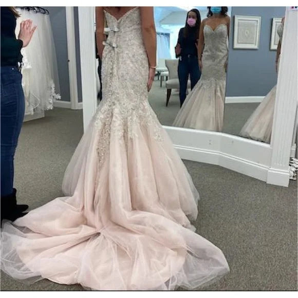 Elegant White Sweetheart Sleeveless Mermaid Long Wedding Dresses With Sweep Trailing,WDH175