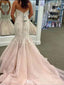 Elegant White Sweetheart Sleeveless Mermaid Long Wedding Dresses With Sweep Trailing,WDH175