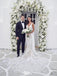 Elegant Applique White Spaghetti Strap Mermaid Long Wedding Dresses With Sweep Trailing,WDH185