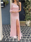 Sexy Pink Mermaid One Shoulder Side Slit Maxi Long Party Prom Dresses,WGP279