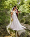 Romantic Lace Straps V Neck Applique Popular Bridal Long Wedding Dresses, WDH098