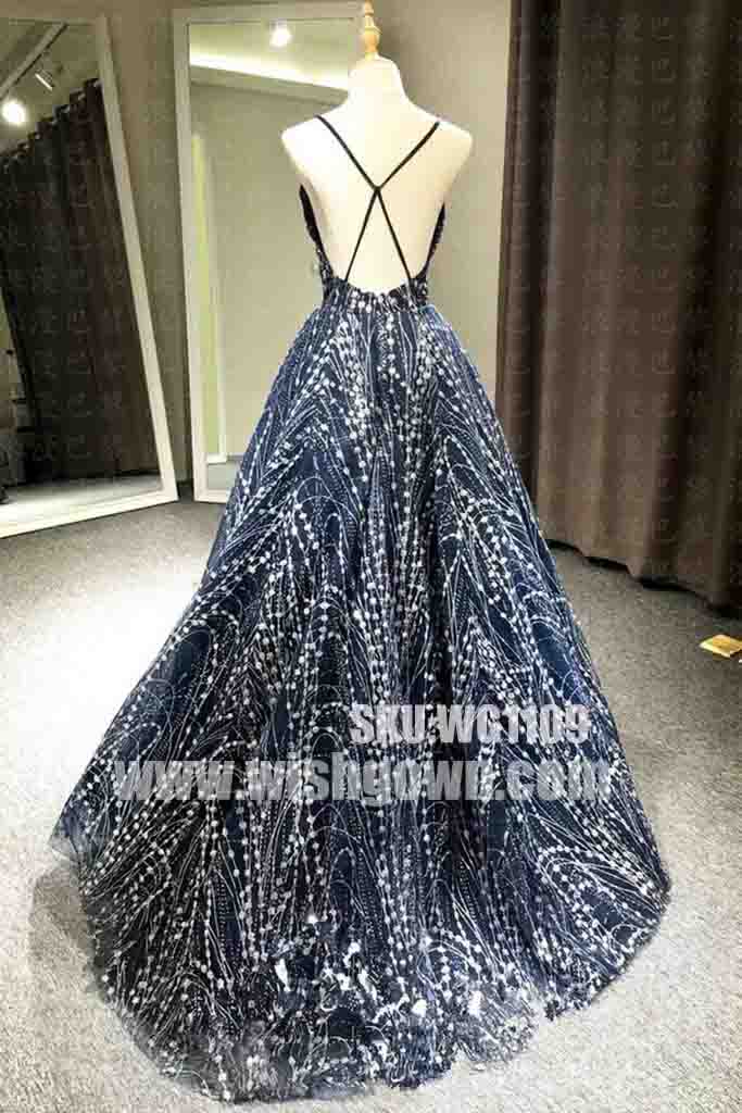 Unique Open Back Formal Fashion Long Evening Prom Dresses, WG1109