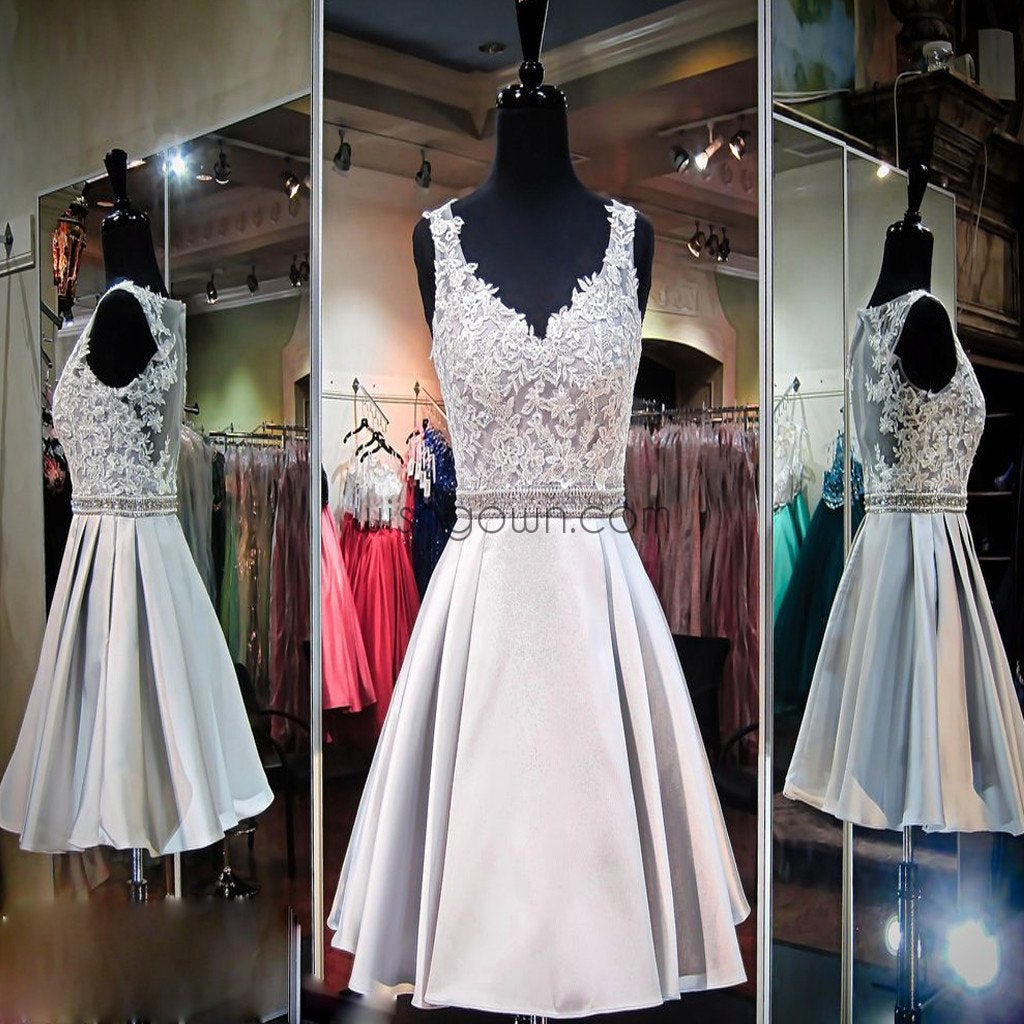 Silver Appliques open backs simple elegant Evening Party homecoming prom dresses,BD00171