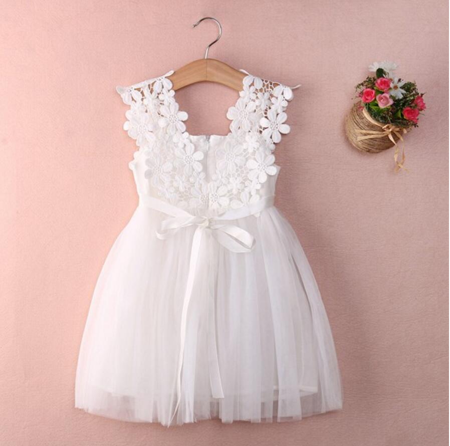 Cute V Neck Tulle Ivory Mini Flower Girl Dresses, Weding Cheap Little Girl Dresses, FGS019 - Wish Gown