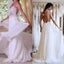 V-back Sexy Long White Lace Wedding Party Dresses, Chiffon Bridal Gown, WD0091