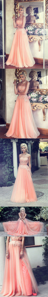 Charming Floor Length Sweet Heart Junior Tulle Affordable Long Prom Dresses with Applique, WG204 - Wish Gown