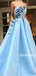 Blue A Line Long Prom Dresses With Butterfly PG1231