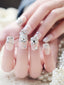 Rhinestone Fake Nails, False Nails Bling Wedding Press on Nails with Design for Women and Girls