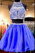 Sexy 2 pieces beaded Royal Blue short homecoming prom dresses, CM0028