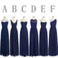 Classic Popular Navy Blue Mismatched Chiffon Formal Cheap Long Bridesmaid Dresses, WG302 - Wish Gown