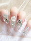 Long Fake Nails Crystal False Nails Glossy Nails French Full Cover Nails Wedding Nail 24Pcs