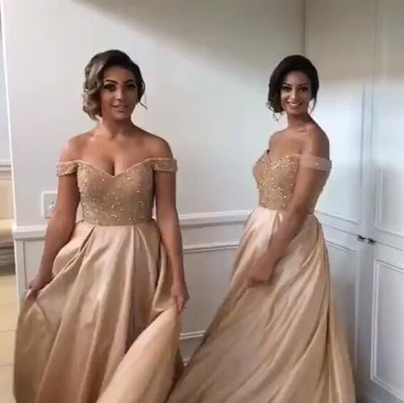 Off the Shoulder Sweetheart Long Wedding Bridesmaid Dresses, WG380