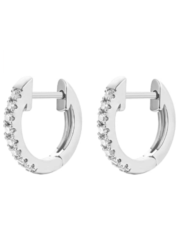 Sterling Silver Deluxe Row Of Diamonds Earrings