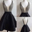 Short black open back sexy freshman homecoming prom dress,BD0050