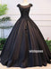 Charming Black Applique Ball Gown Long Prom Dresses PG1198