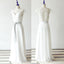 Simple Long A-line White Chiffon Wedding Party Dresses, Cap Sleeve Lace Bridal Gown, WD0062