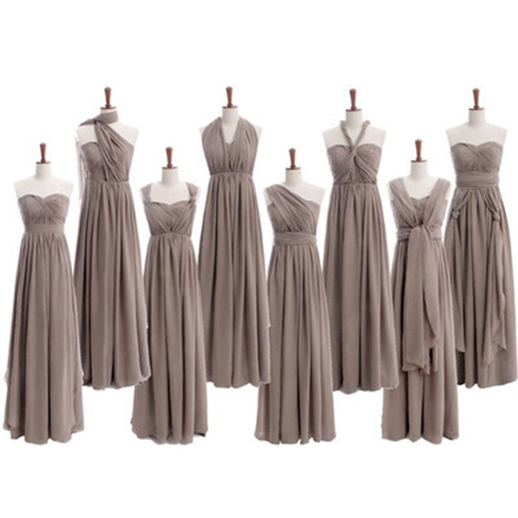 Most Popular Convertible Chiffon Gray Formal Online Cheap Long Bridesmaid Dresses for Wedding Party, WG68