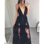 Deep V Neck Sexy Slit Applique Unique Cheap Long Beach Prom Dress, WG732 - Wish Gown