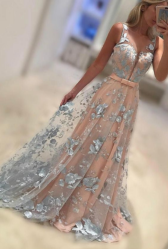 Unique Applique Teenagers Evening Cheap Long Prom Dresses, WG760