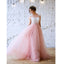 Charming Pink Lace Top Tulle Formal Evening Cheap Long Prom Dresses, WG790 - Wish Gown