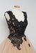 Black Applique Lace Champange Lovely Cheap Short Homecoming Dresses, WG807 - Wish Gown