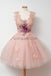 Cute Pink Unique Lace Junior Beautiful Cheap Short Homecoming Dresses, WG808 - Wish Gown