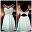 Mint Green Beaded Open back Sexy Backless Sweet 16 Dresses Cocktail Homecoming Dresses, PD0005