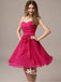 Sweetheart Rose Red Strapless Chiffon A-line Short Homecoming Dress,BD0004