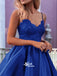 Royal Blue Spaghetti Strap Lace Sexy A-line Short Homecoming Prom Gown Dress, BD00131