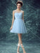 Light Blue Illusion Tulle Cute Homecoming Prom Cocktail Dresses, CM0017