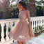 Pretty Sequin Rose Long Sleeve Short Homecoming Dresses, EPT120