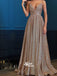 Popular Spaghetti Strap Sparkle A Line Long Prom Dresses, MD1134