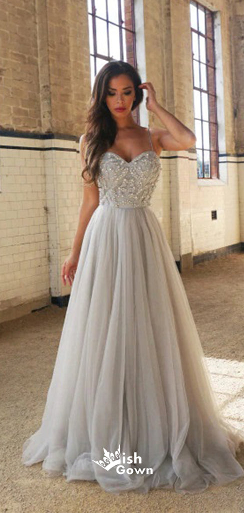 Straps Tulle Charming Affordable Evening Party Long Prom Dress, PD0166