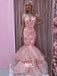 Spaghetti Strap Mermaid Applique Long Prom Dresses PG1169