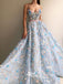 Charming Spaghetti Strap Flowers Sweetheart Long Prom Dresses, SG126