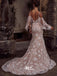 Charming Dusty Pink V-back Mermaid Applique Lace Long Wedding Dresses WDH010