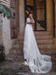 Pretty White Off Shoulder Applique Lace Long Bridal Wedding Dress With Trailing, WDH060