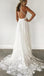 Elegant White V-neck Split Applique Long Wedding Dress WDH061