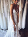 Elegant White V-neck Split Applique Long Wedding Dress WDH061