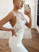 Sexy Lace Spaghetti Straps Mermaid Long Wedding Dress, WDH074