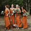 Pretty Side Slit Burnt Orange Simple Spaghetti Strap Long Beach Wedding Bridesmaid Dresses, WG030