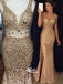 Sexy Mermaid Sparkle Heavy Beaded Side Split Evening Long Prom Dresses, WG1074