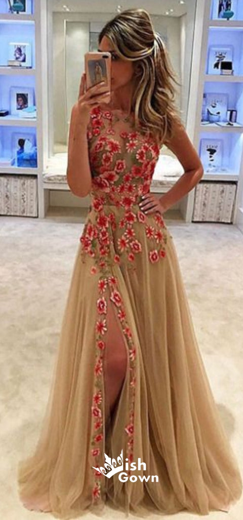 Best Sale Side Split Stunning Evening Inexpensive Long Prom Dresses, WG1082