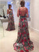 Stunning Long Sleeves Embroidery V Back Women Long Prom Dresses, WG1086